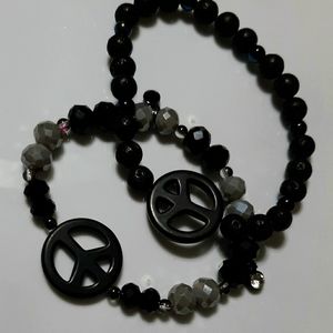 Couples Set Peace Sign Bracelet